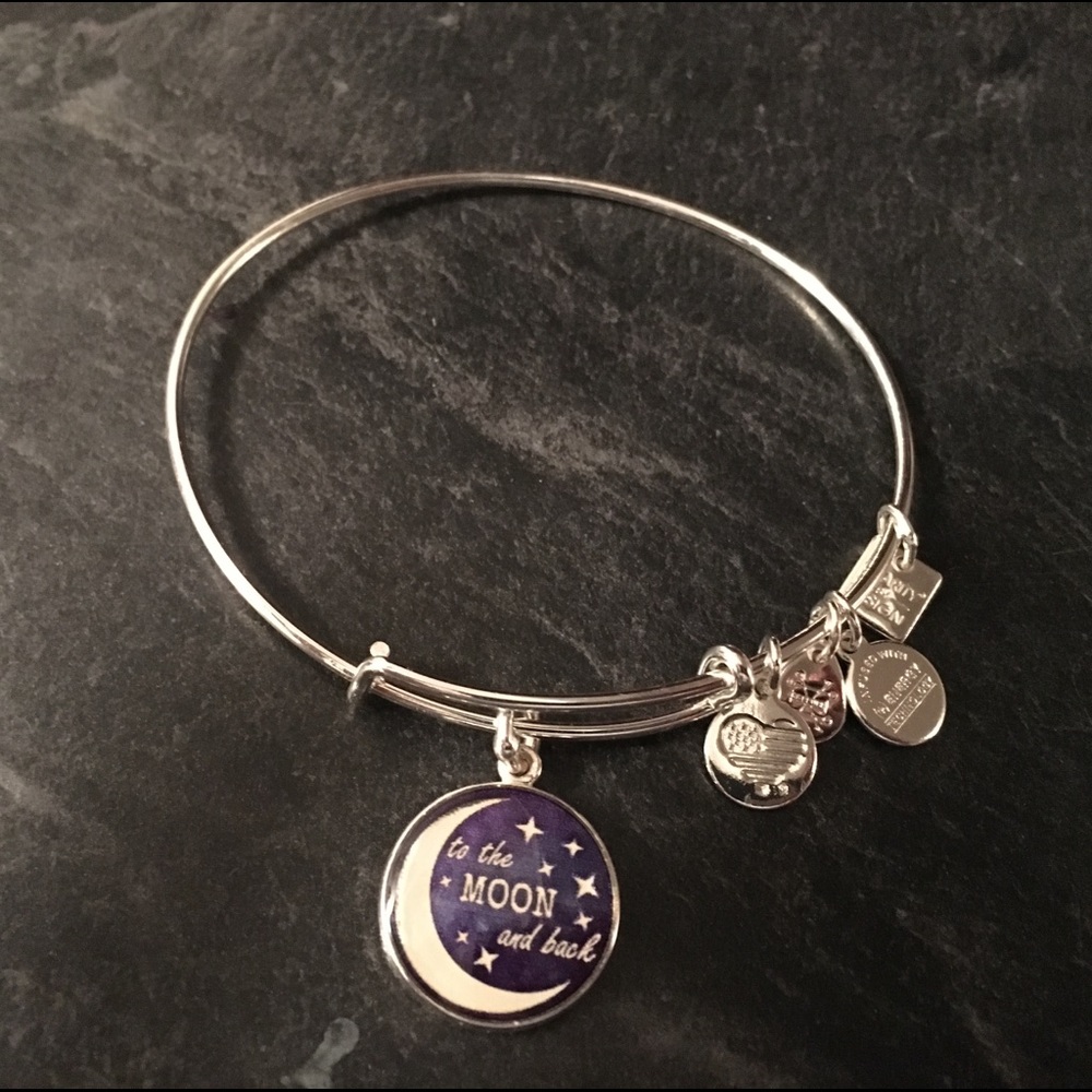 Silver “To the Moon and Back” Alex & Ani bracelet